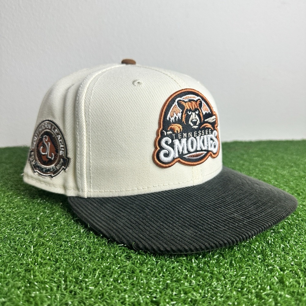Size 7 3/8 Stone Tennessee Smokies Cream Olive Corduroy 59fifty New Era Fitted